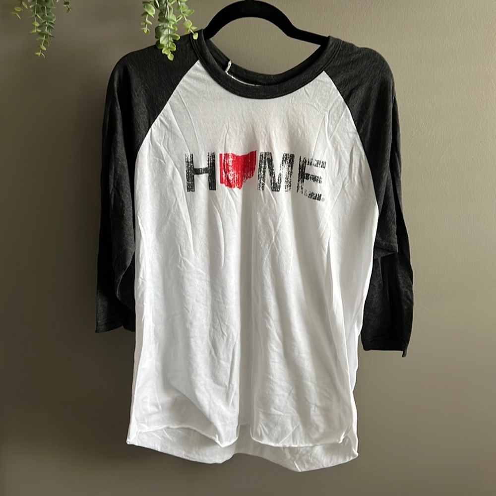 White & Charcoal American Apparel HOME Ohio Collegiate Large Baseball Shirt